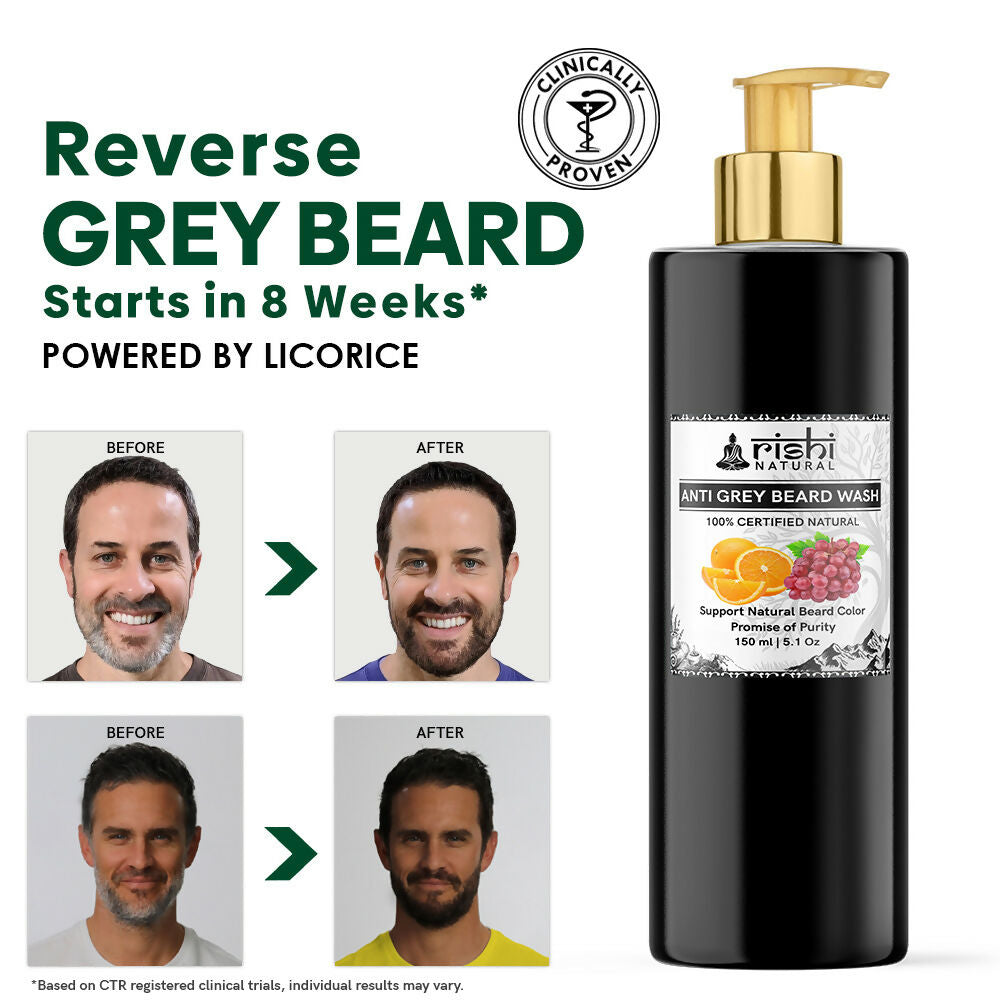 Rishi Natural Anti Grey Beard Wash Restore Natural Beard Color