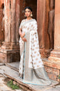 Joban Fashion Light Sky Blue Crepe Chiffon Pure Handloom Banarasi Silk Saree