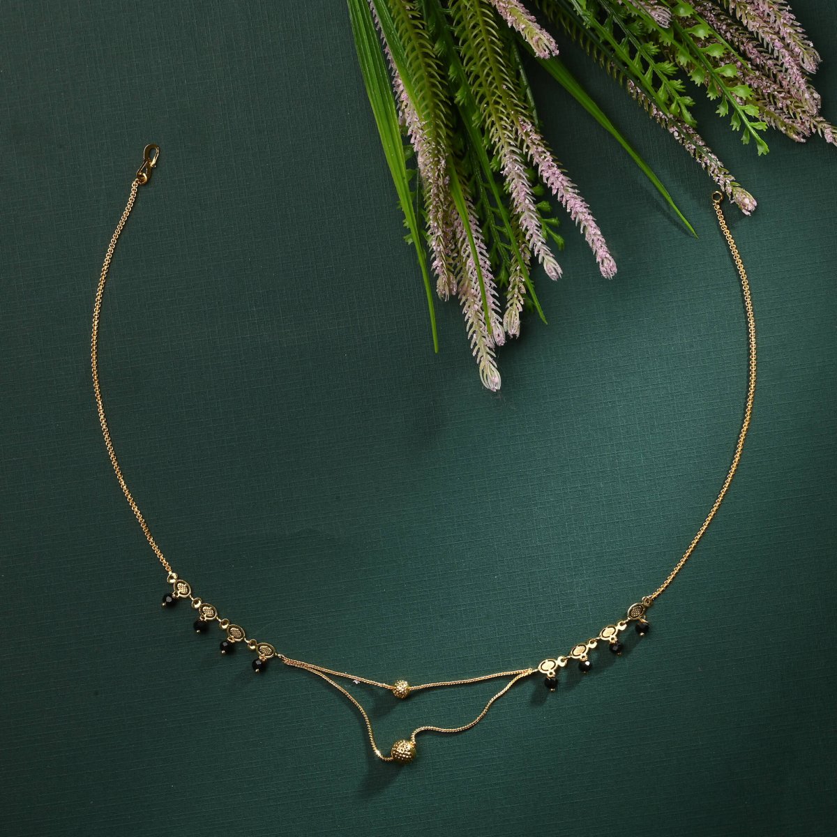 AanyaCentric Gold-Polished Mangalsutra & Ring Set