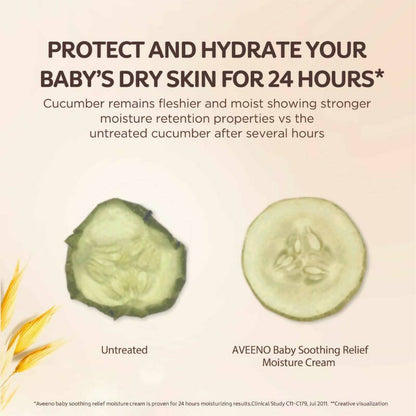 Aveeno Baby Soothing Relief Moisture Cream, 24-Hour Protection for Dry, Itchy or Sensitive Skin