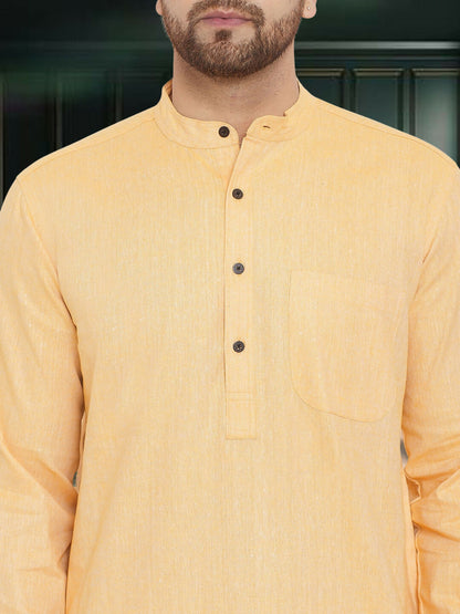 Even Apparels Men's Pure Cotton Yellow Kurta