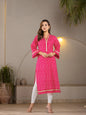 Yufta Cotton Hot Pink Leheriya Kurta
