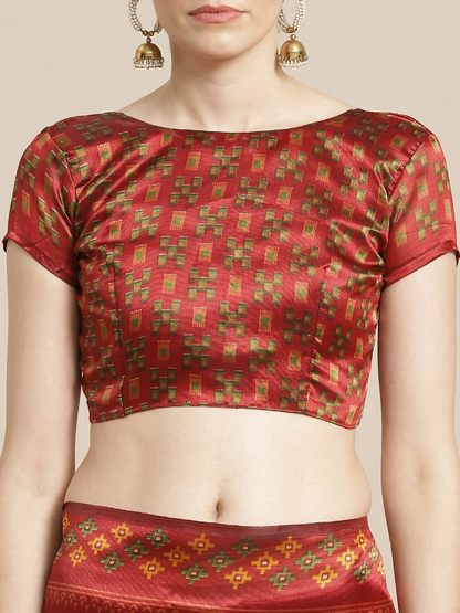 Saree Mall Rust Red & Mustard Yellow Printed Saree
