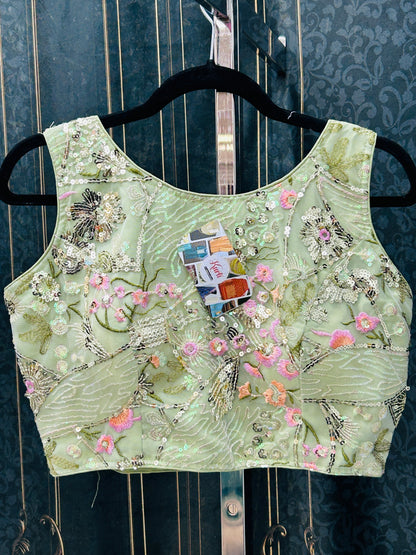 Light green boat neck blouse