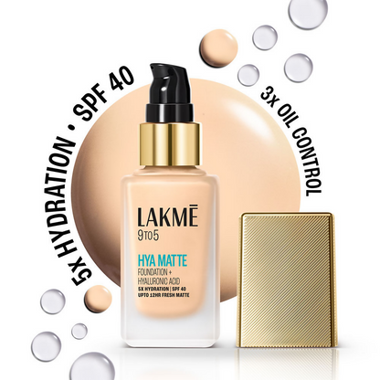Lakme 9to5 Hya Matte Foundation + Hyaluronic Acid - Warm Light