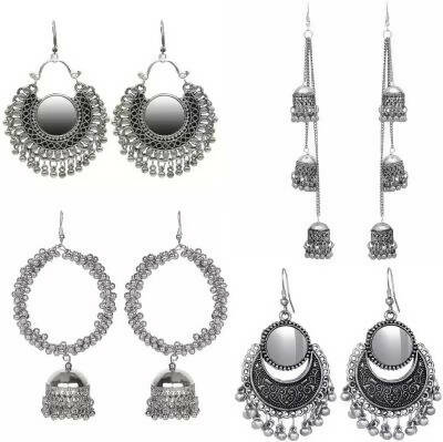 Silver-Plated Alloy Oxidised 4 Earrings Combo - The Pari