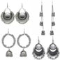 Silver-Plated Alloy Oxidised 4 Earrings Combo - The Pari