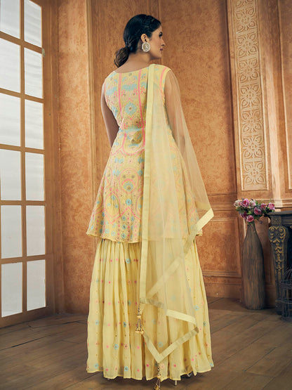 Myra Yellow Georgette Embroidered Designer Suit