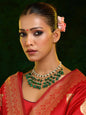 Ruby Raang Green Kundan And Emerald Collar Necklace