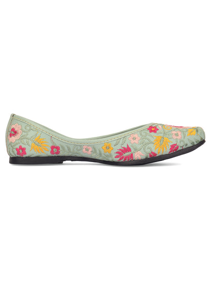Desi Colour Women Indian Ethnic Footwear-Cushioned -Sea Green