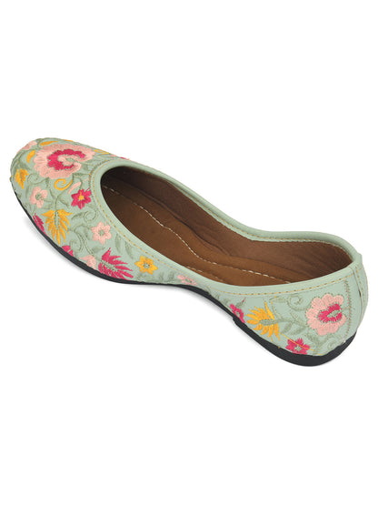 Desi Colour Women Indian Ethnic Footwear-Cushioned -Sea Green