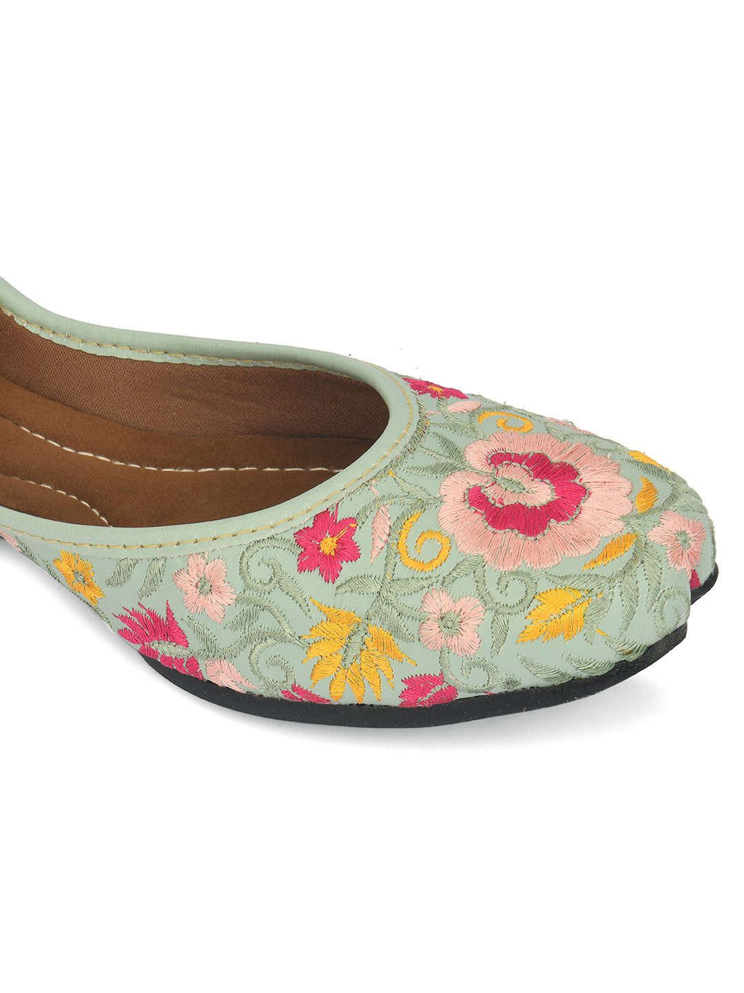 Desi Colour Women Indian Ethnic Footwear-Cushioned -Sea Green
