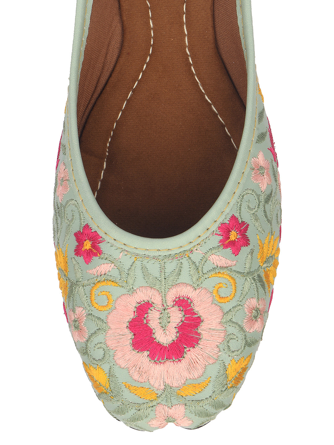 Desi Colour Women Indian Ethnic Footwear-Cushioned -Sea Green