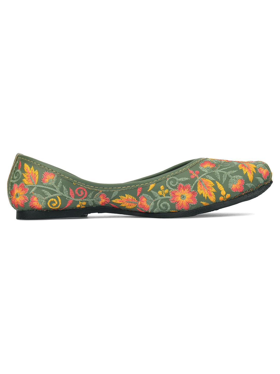 Desi Colour Women Indian Ethnic Footwear-Cushioned -Green