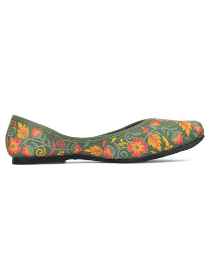 Desi Colour Women Indian Ethnic Footwear-Cushioned -Green