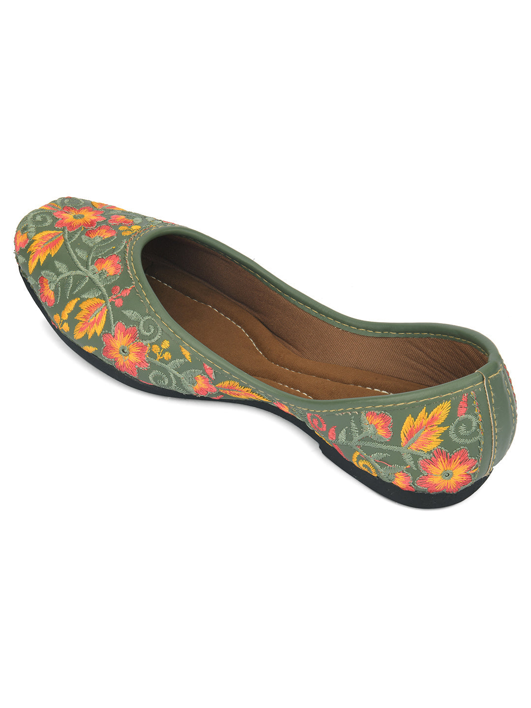 Desi Colour Women Indian Ethnic Footwear-Cushioned -Green