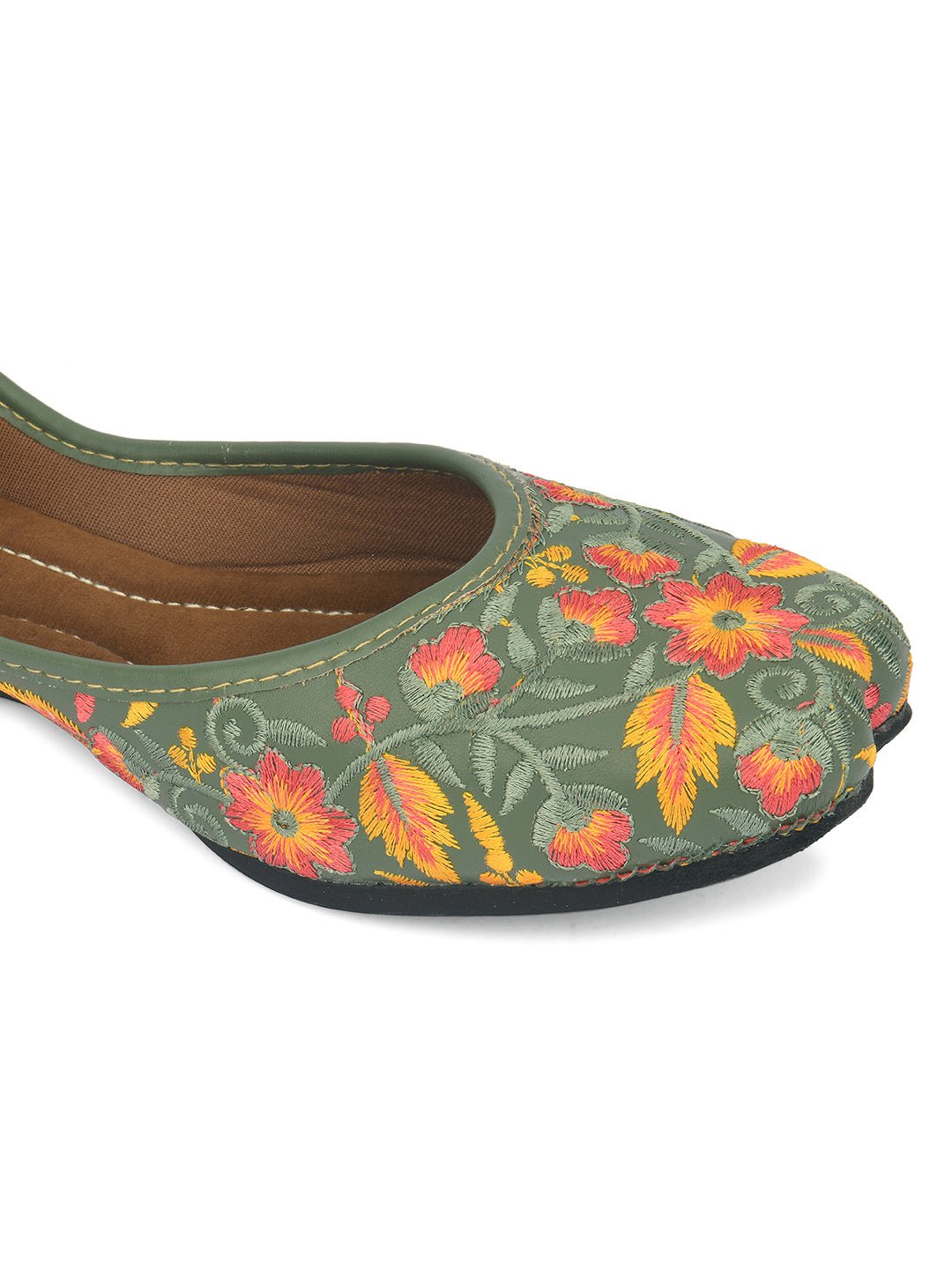 Desi Colour Women Indian Ethnic Footwear-Cushioned -Green