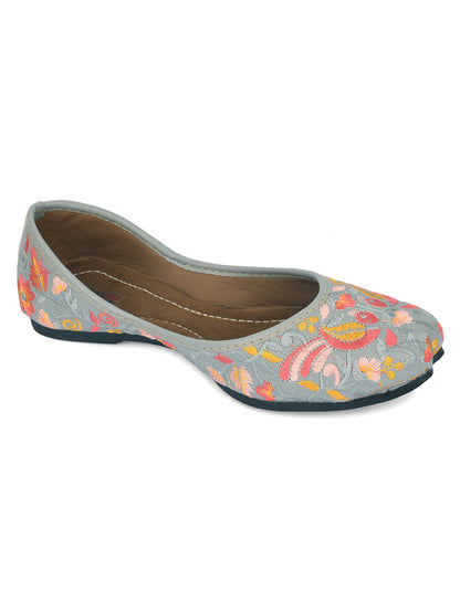 Desi Colour Women Indian Ethnic Footwear-Cushioned -Grey