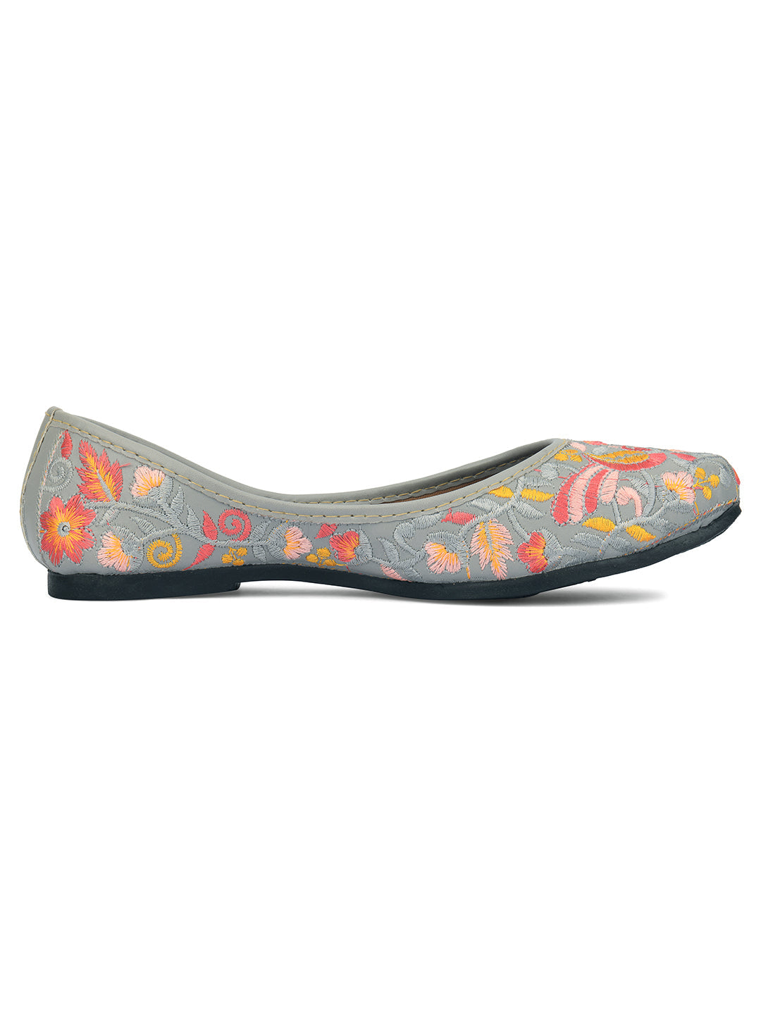 Desi Colour Women Indian Ethnic Footwear-Cushioned -Grey
