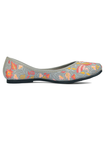 Desi Colour Women Indian Ethnic Footwear-Cushioned -Grey