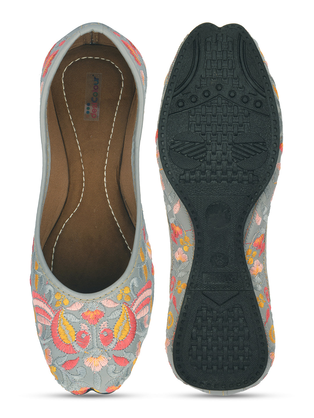 Desi Colour Women Indian Ethnic Footwear-Cushioned -Grey