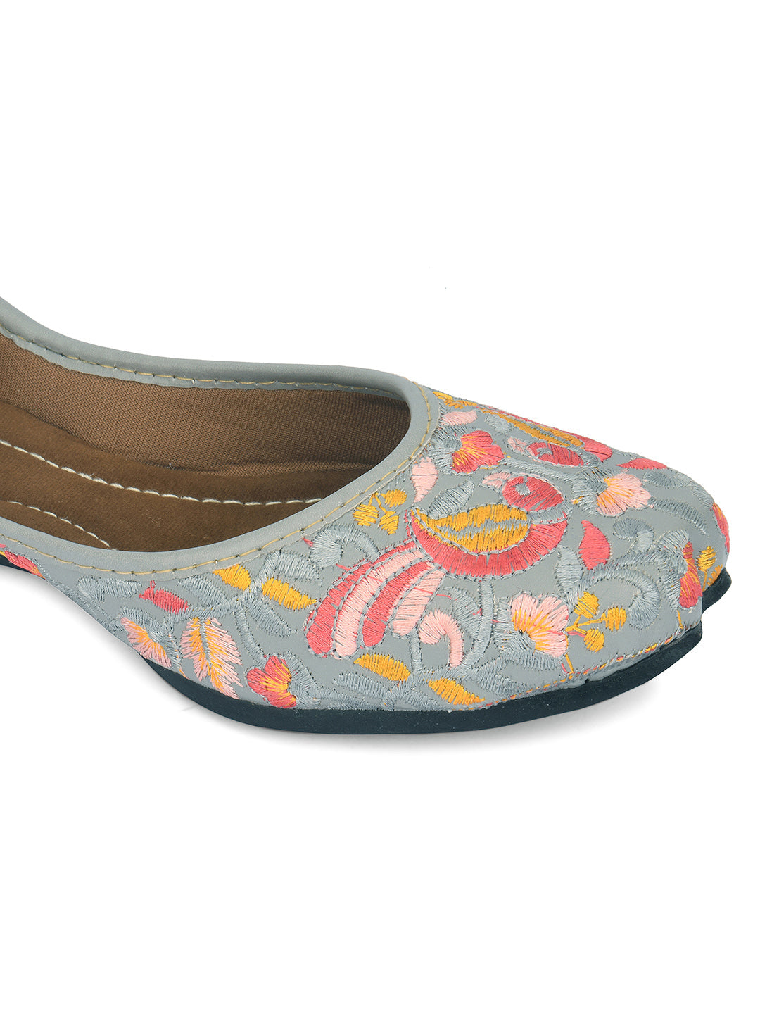 Desi Colour Women Indian Ethnic Footwear-Cushioned -Grey