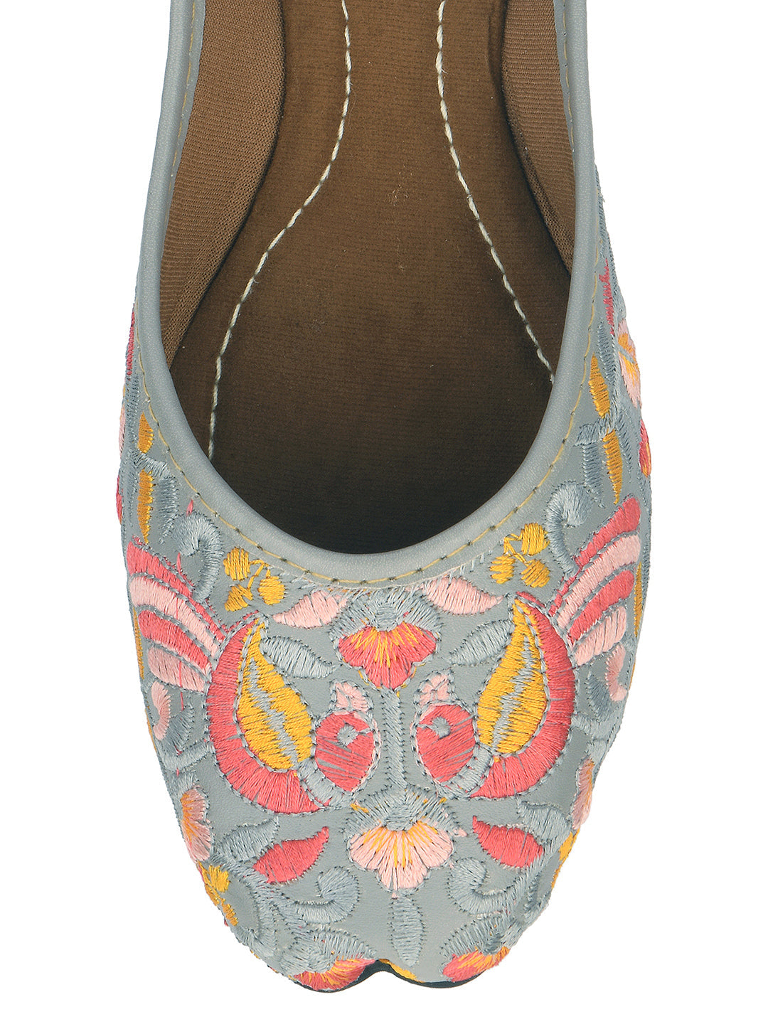 Desi Colour Women Indian Ethnic Footwear-Cushioned -Grey