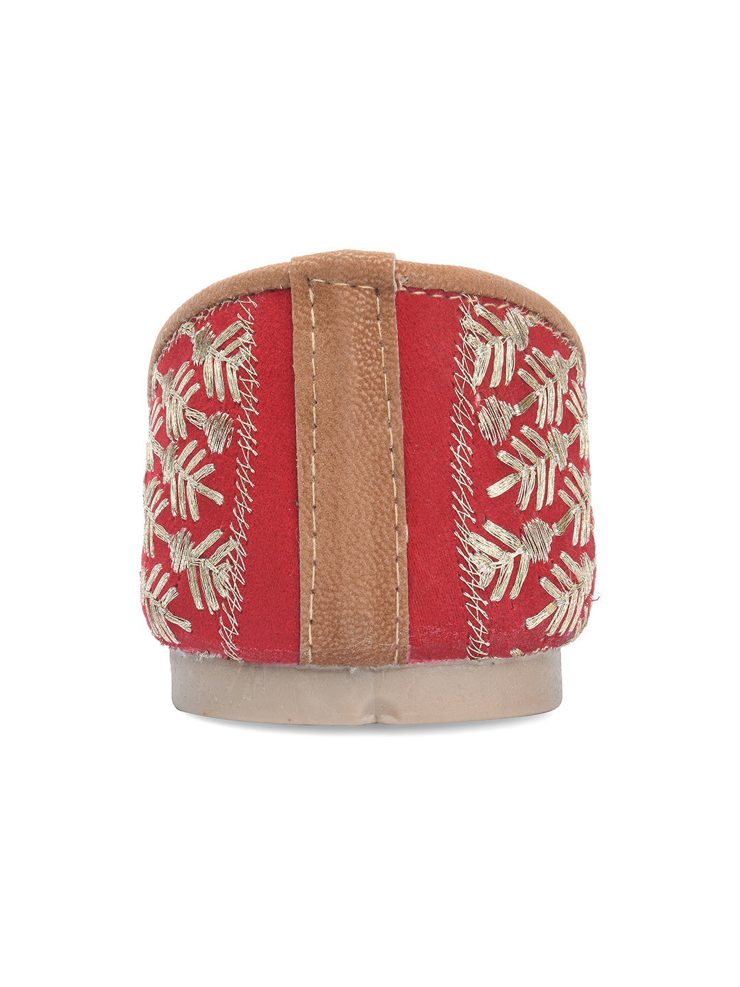 Desi Colour Women Indian Ethnic Footwear-Cushioned Embroidered Ruby