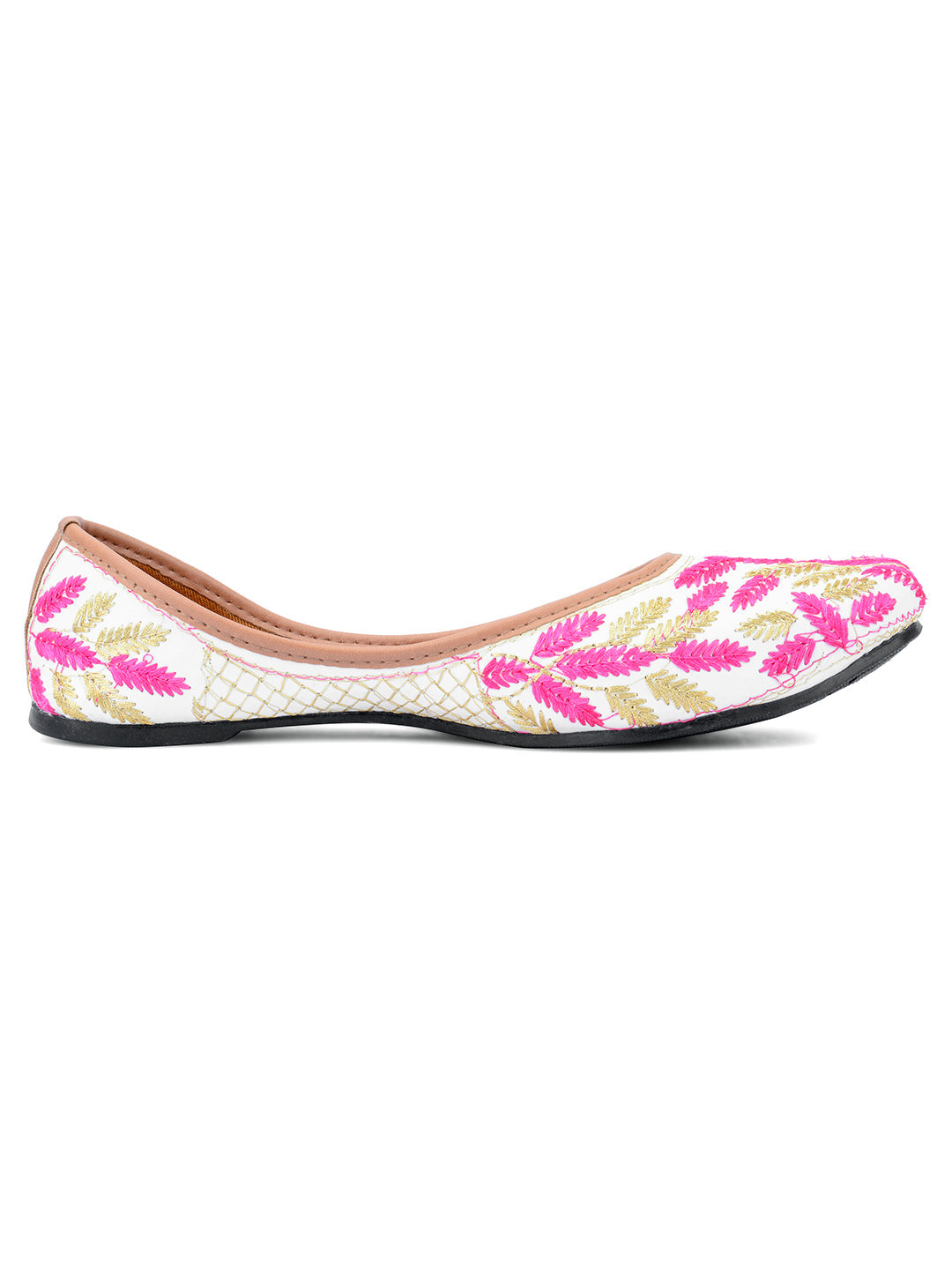 Desi Colour Women Indian Ethnic Footwear-Pink Leaves