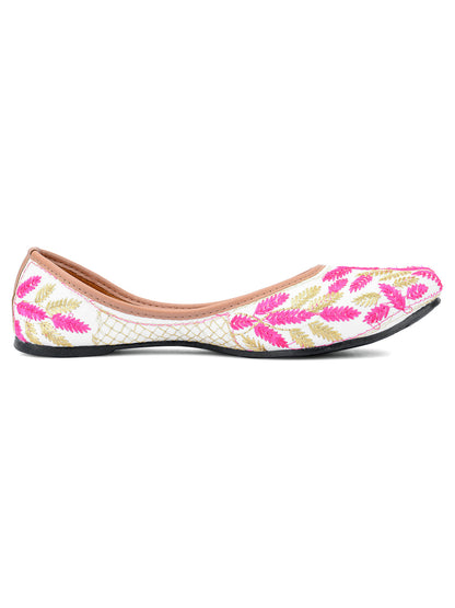 Desi Colour Women Indian Ethnic Footwear-Pink Leaves