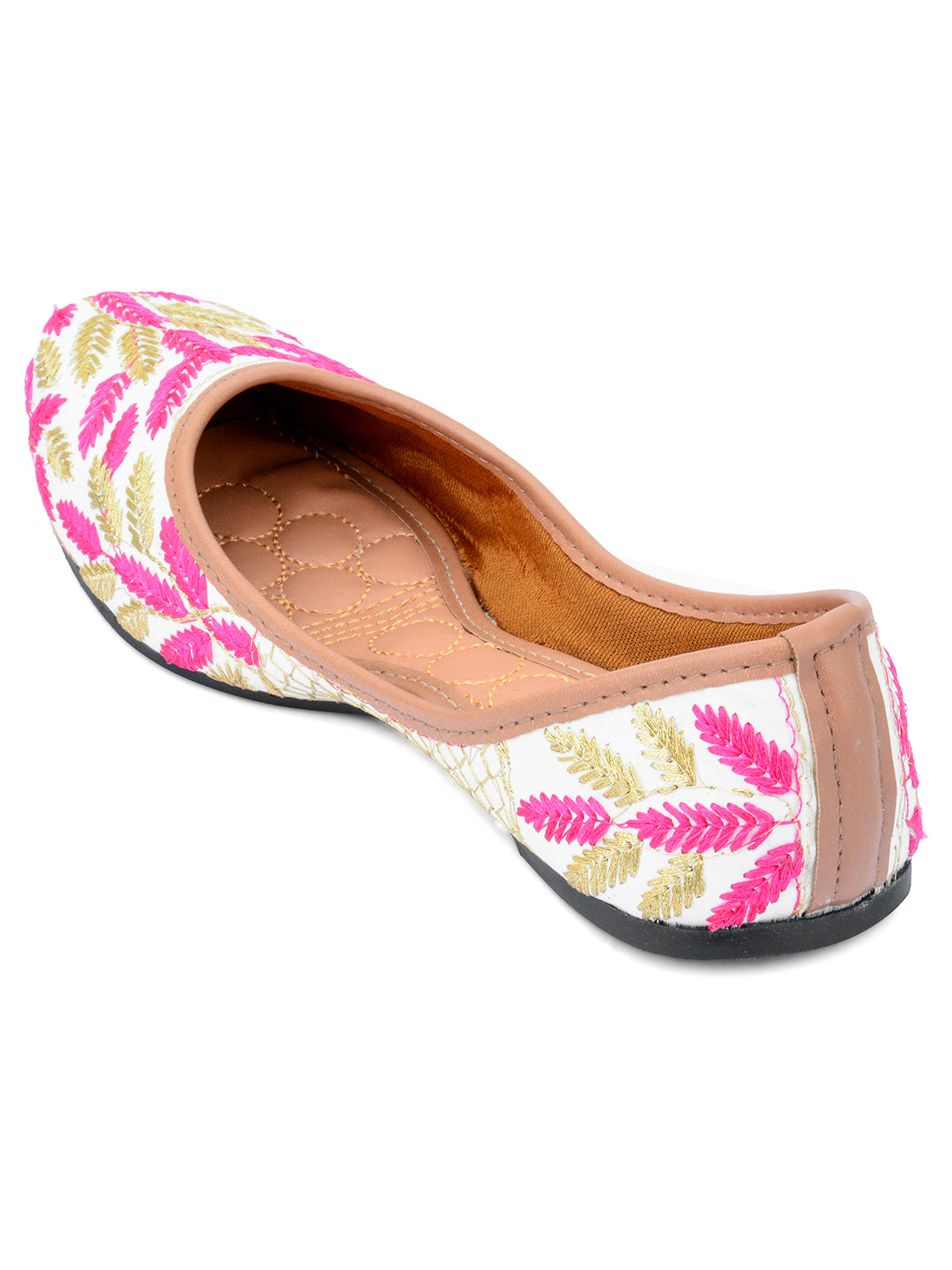 Desi Colour Women Indian Ethnic Footwear-Pink Leaves