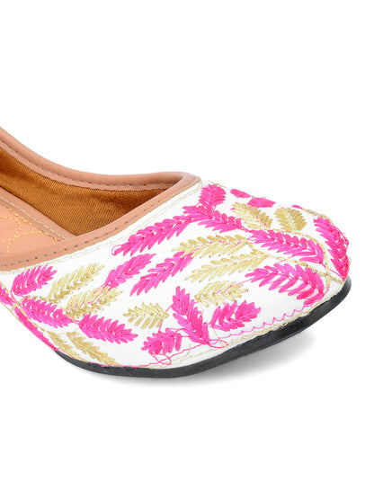 Desi Colour Women Indian Ethnic Footwear-Pink Leaves