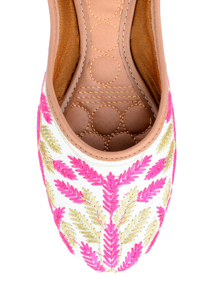 Desi Colour Women Indian Ethnic Footwear-Pink Leaves