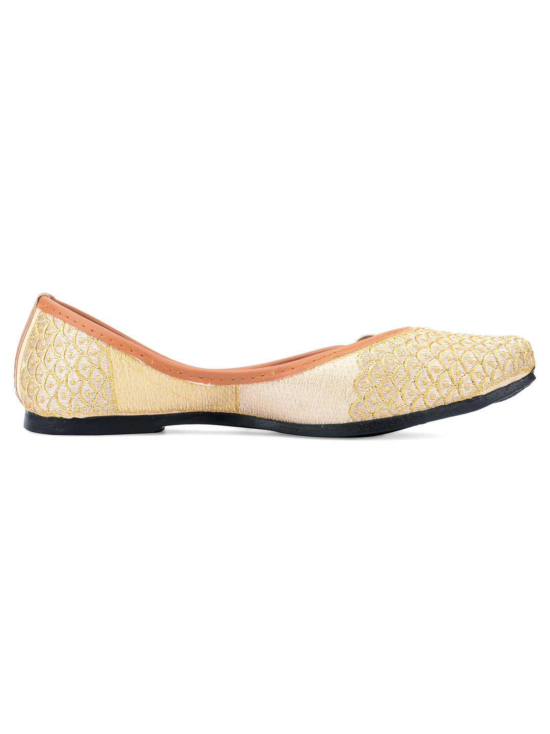 Desi Colour Women Indian Ethnic Footwear-Gold Side Flip-2