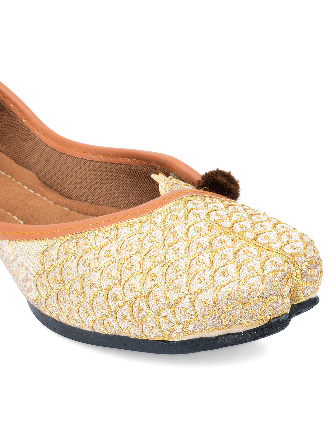 Desi Colour Women Indian Ethnic Footwear-Gold Side Flip-2