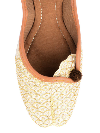 Desi Colour Women Indian Ethnic Footwear-Gold Side Flip-2