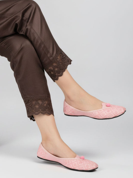 Desi Colour Women Indian Ethnic Footwear-Pink Front Flip