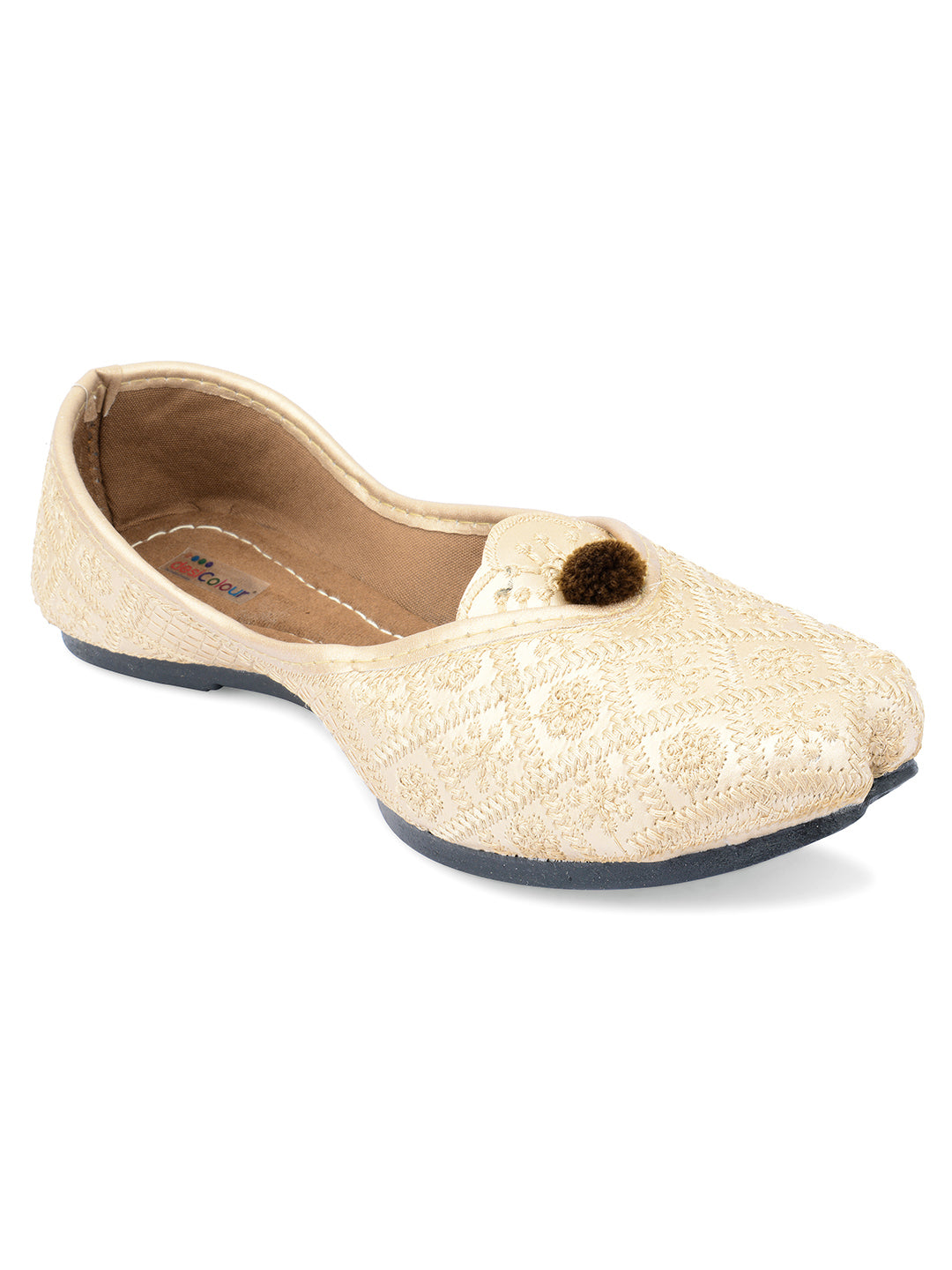 Desi Colour Women Indian Ethnic Footwear-Gold Front Flip