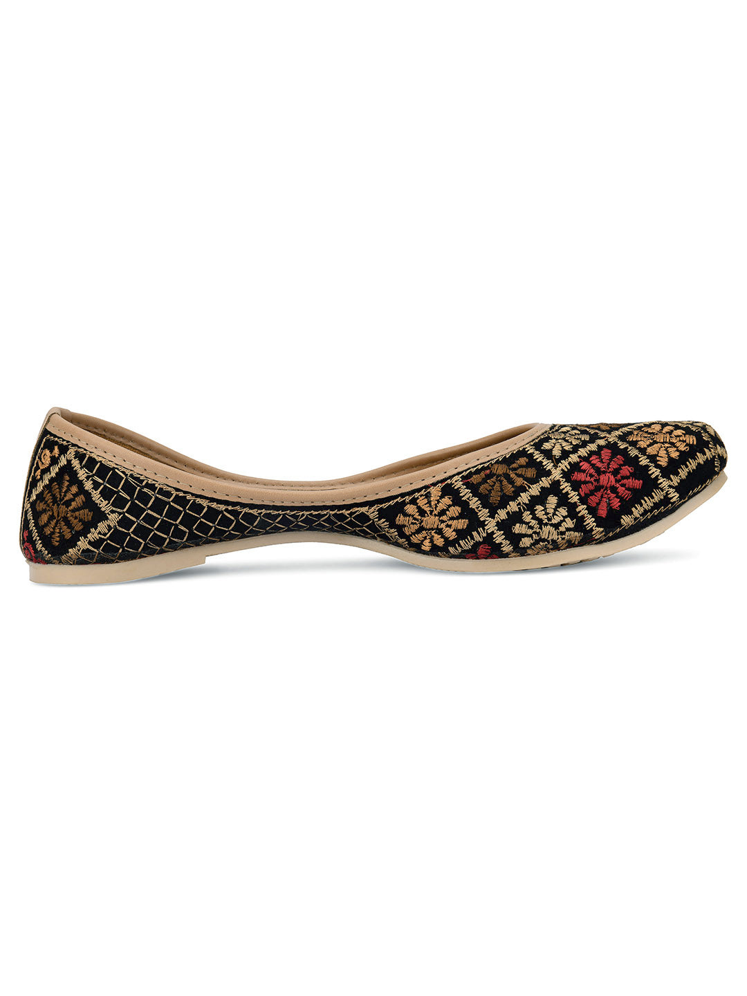 Desi Colour Women Indian Ethnic Footwear-Black Thread Work 2