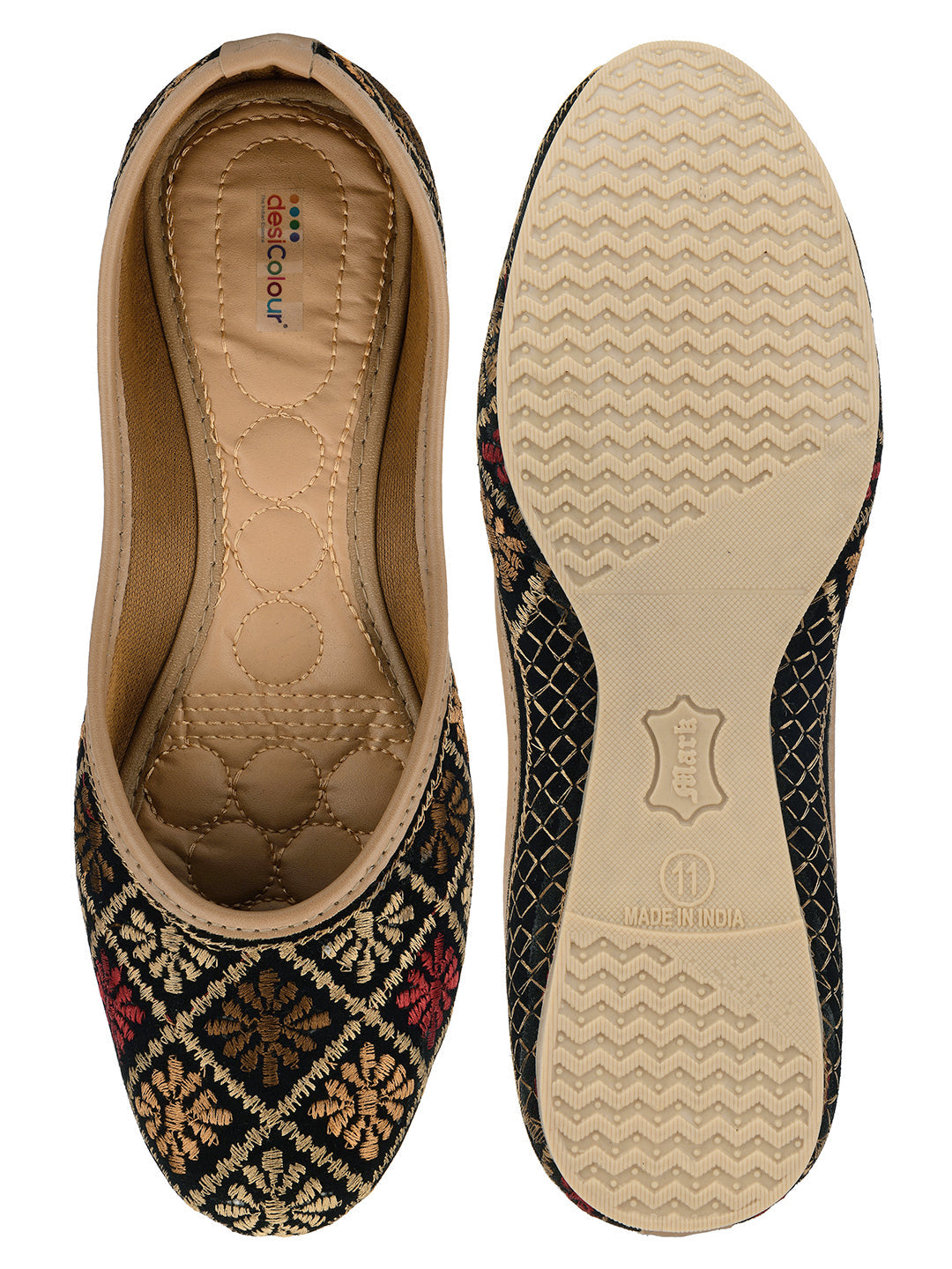 Desi Colour Women Indian Ethnic Footwear-Black Thread Work 2