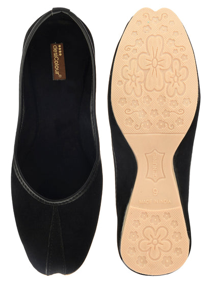 Desi Colour Women Indian Ethnic Footwear-Basic Suede -Black