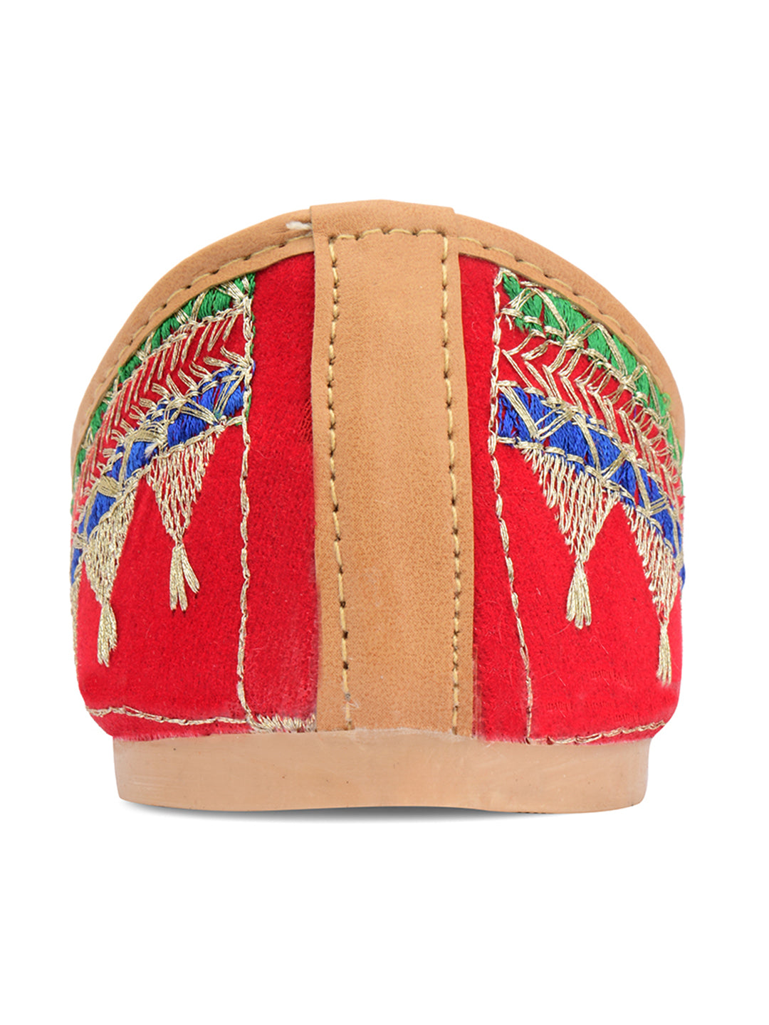 Desi Colour Women Indian Ethnic Footwear-Embroidered Red Zari