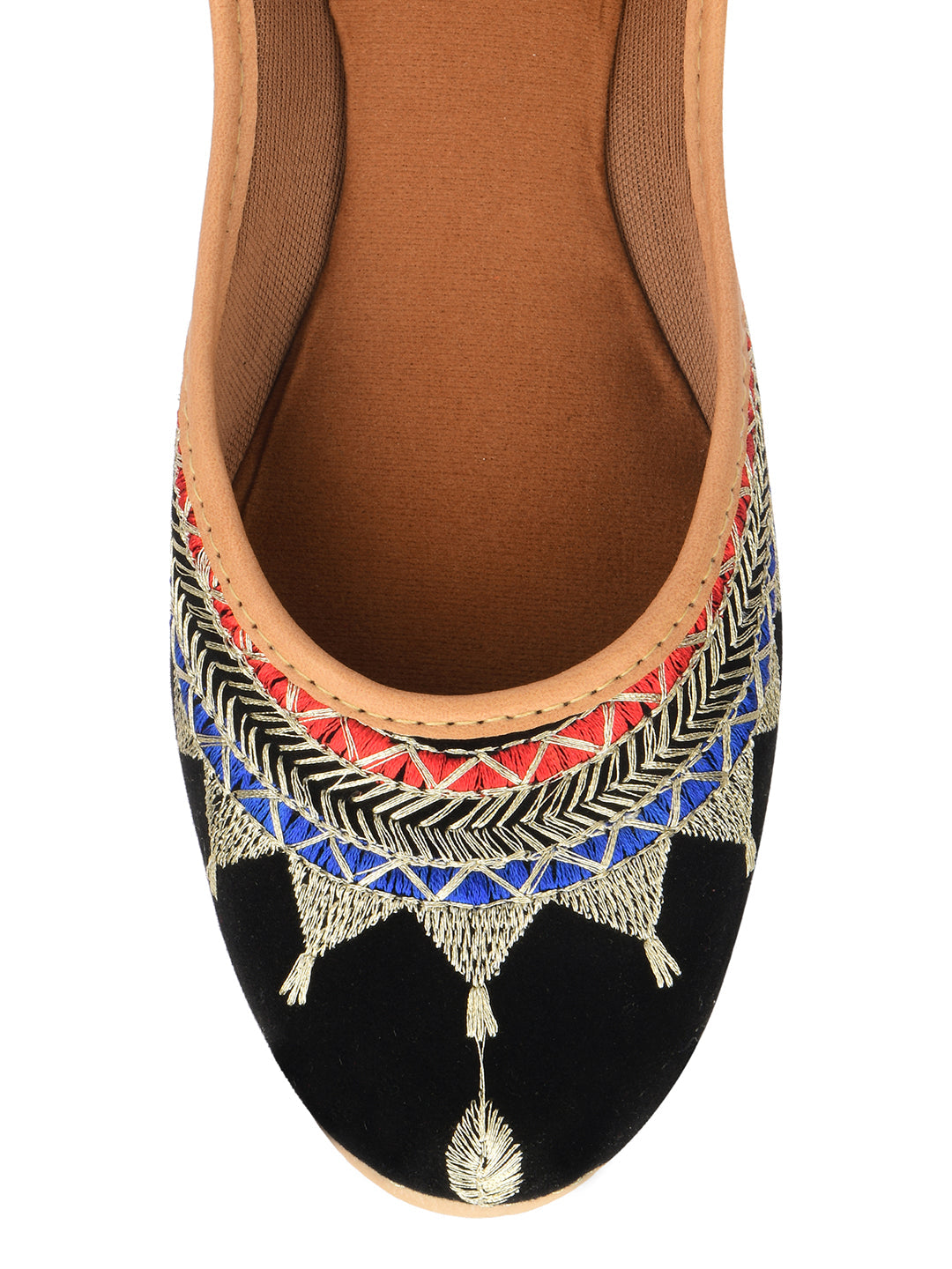 Desi Colour Women Indian Ethnic Footwear-Embroidered Black Zari