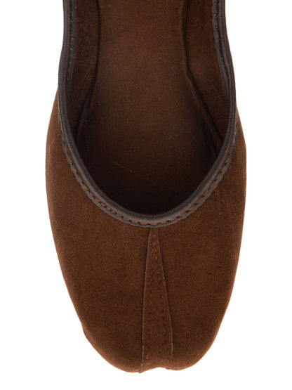 Desi Colour Women Indian Ethnic Footwear-Basic Suede -Brown