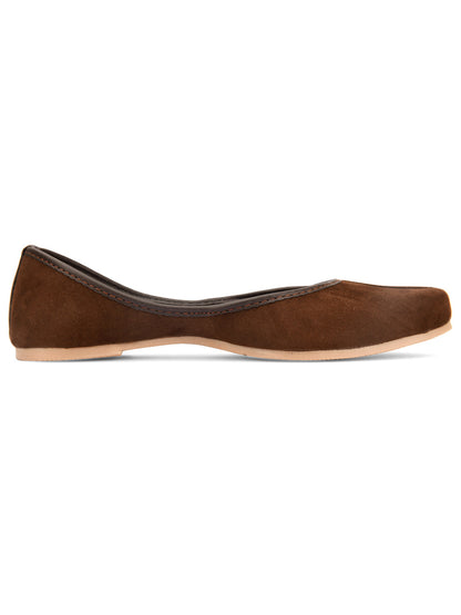 Desi Colour Women Indian Ethnic Footwear-Basic Suede -Brown