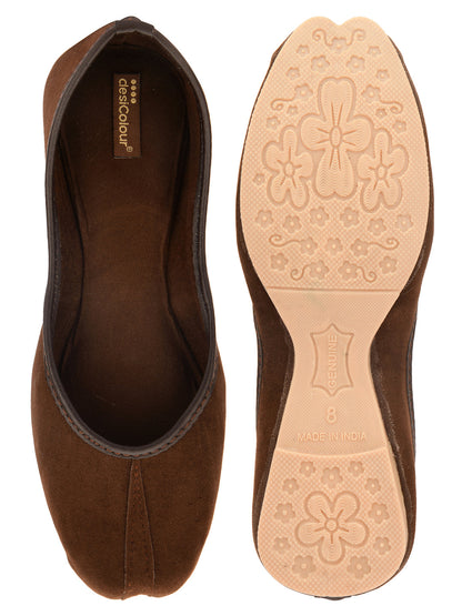 Desi Colour Women Indian Ethnic Footwear-Basic Suede -Brown