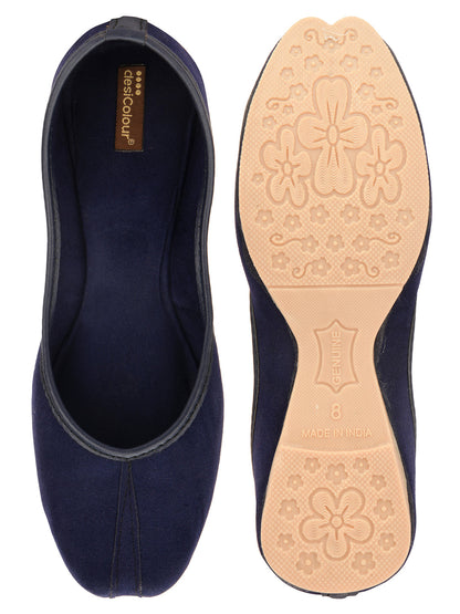 Desi Colour Women Indian Ethnic Footwear-Basic Suede -Blue