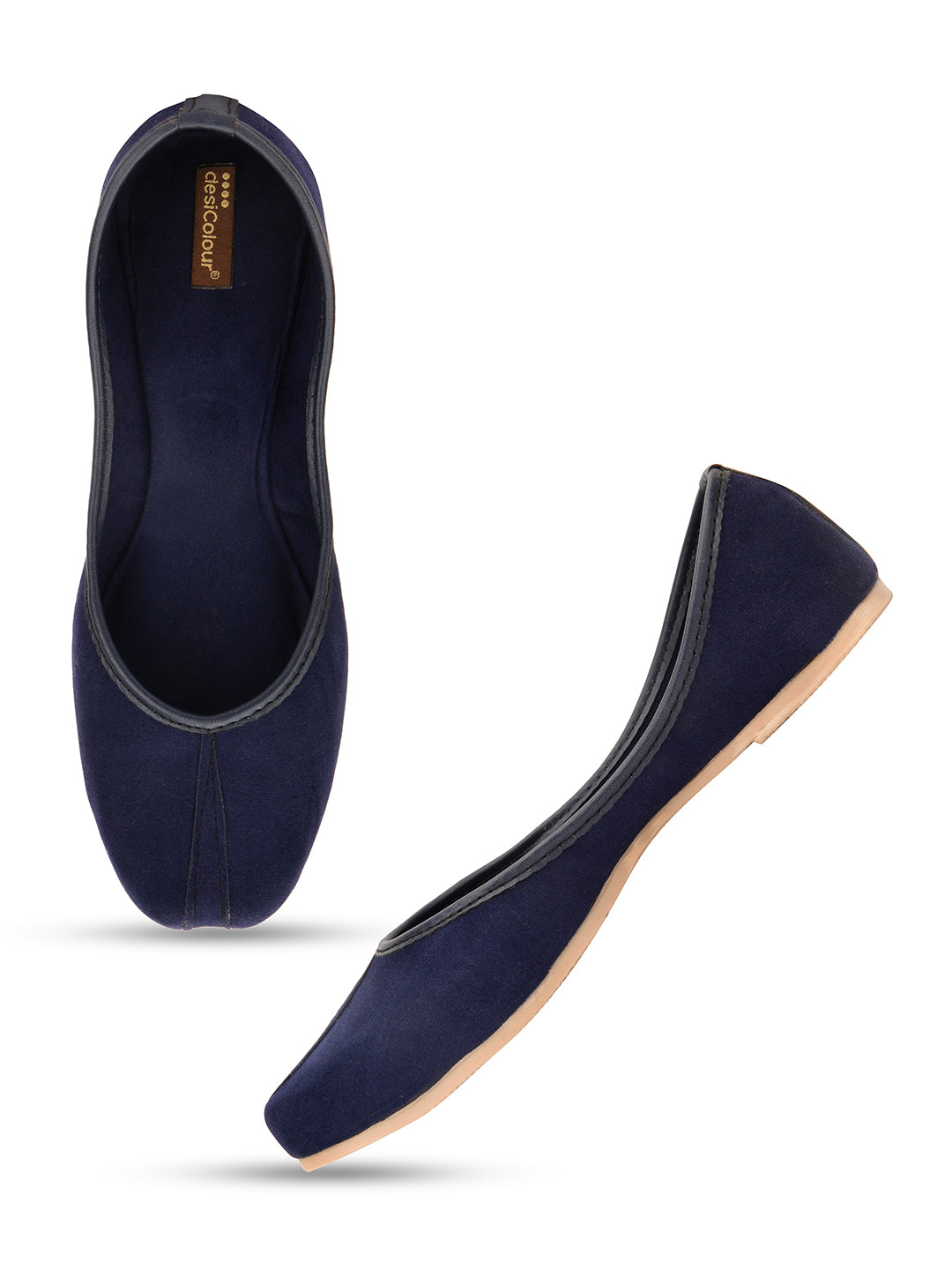 Desi Colour Women Indian Ethnic Footwear-Basic Suede -Blue