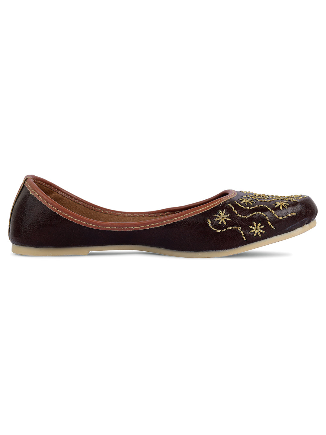 Desi Colour Women Indian Ethnic Footwear-Traditional Dark Brown Polish