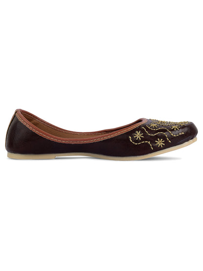 Desi Colour Women Indian Ethnic Footwear-Traditional Dark Brown Polish